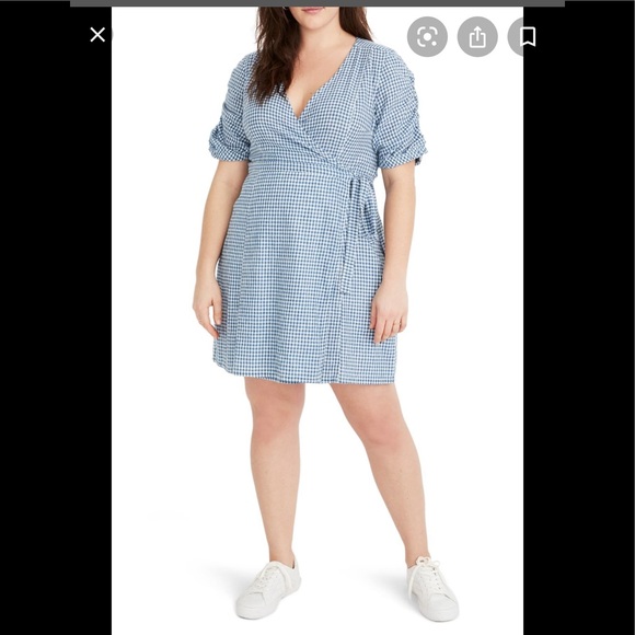 Madewell Gingham Linen Wrap Dress - Picture 3 of 9